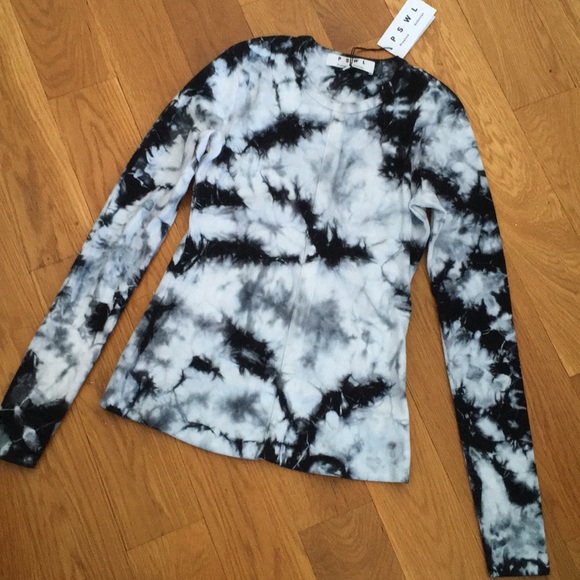 Proenza Schouler Tie Dye Ribbed Top Black White XS - Picture 5 of 10